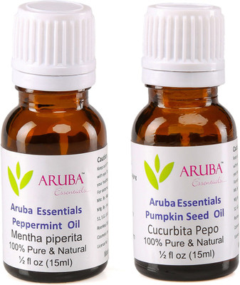 

Aruba Essentials Peppermint Oil & Pumpkin Seed Oil 100% Undiluted Combo of 15 ml each(30 ml)