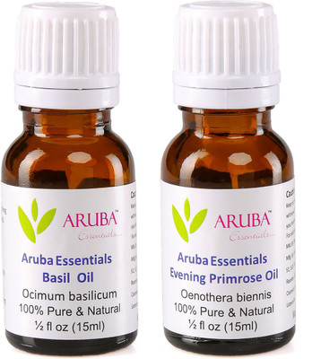 

Aruba Essentials Basil Oil & Evening Primrose Oil 100% Undiluted Combo of 15 ml each(30 ml)