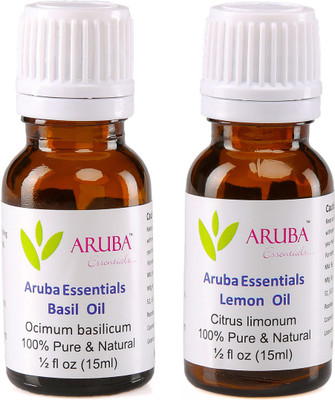 

Aruba Essentials Basil Oil & Lemon Oil 100% Undiluted Combo of 15 ml each(30 ml)