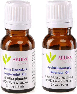 

Aruba Essentials Peppermint Oil & Lavender Oil 100% Undiluted Combo of 15 ml each(30 ml)
