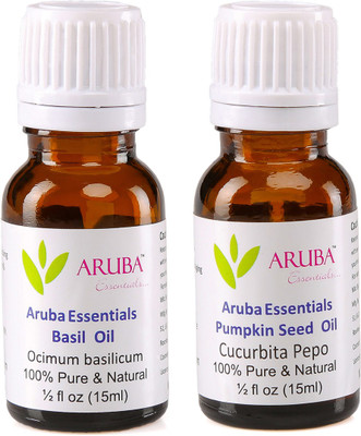 

Aruba Essentials Basil Oil & Pumpkin Seed Oil 100% Undiluted Combo of 15 ml each(30 ml)