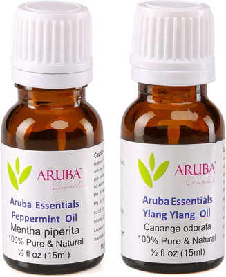 

Aruba Essentials Peppermint Oil & Ylang Ylang Oil 100% Undiluted Combo of 15 ml each(30 ml)