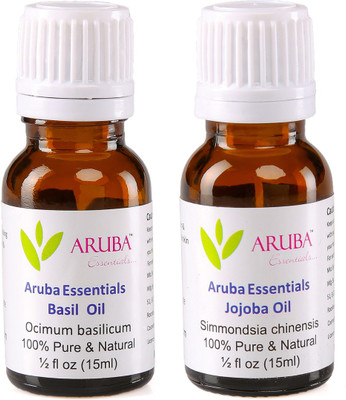 

Aruba Essentials Basil Oil & Jojoba Oil 100% Undiluted Combo of 15 ml each(30 ml)