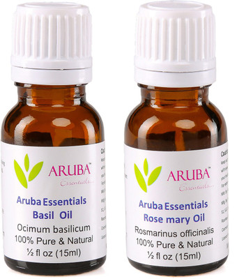 

Aruba Essentials Basil Oil & Rosemary Oil 100% Undiluted Combo of 15 ml each(30 ml)
