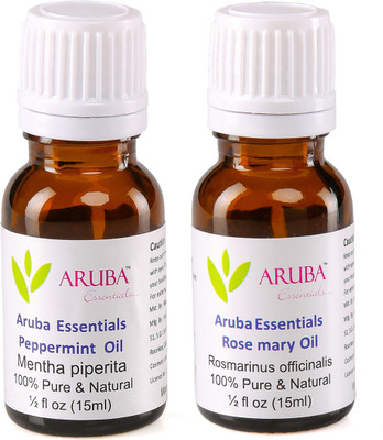 

Aruba Essentials Peppermint Oil & Rosemary Oil100% Undiluted Combo of 15 ml each(30 ml)