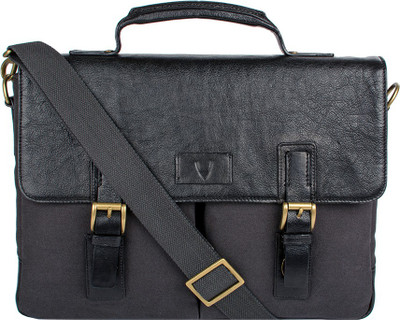 

Hidesign BEDOUIN 01-CANVAS E.I GOAT-BRACKEN BLACK Medium Briefcase - For Men(Black)