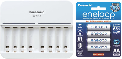 

Panasonic BQCC63+2000 4PL BATTERY Camera Battery Charger(White, Black)