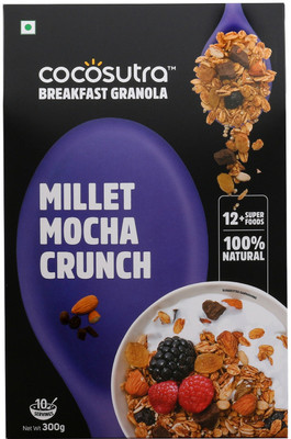 

cocosutra Millet Mocha Crunch, Breakfast Cereal with Oats, Nuts, Seeds and Dry Fruits (300gm)(300 g, Box)