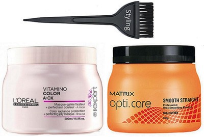 

styling Of Hair Brush, L'oreal Vitamino Color A-Xo Hair Spa With Matrix Opticare Smooth & Straight Hair Spa(Set of 3)