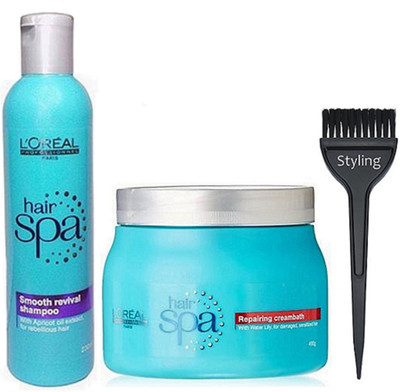 

styling Of Hair Brush, Smooth Revival Hair Shampoo With Repairing Creambath Hair Spa(Set of 3)