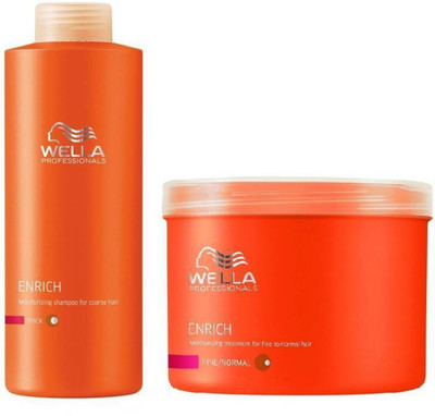 

Wella Professional Enrich Moisturizing treatment Shampoo 1000ml & Mask 500ml combo(Set of 2)