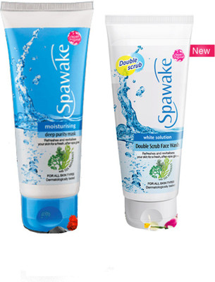 

Spawake Moisturising Deep Purity Mask (60g) + White Solution Double Scrub Face Wash (50g)(Set of 2)