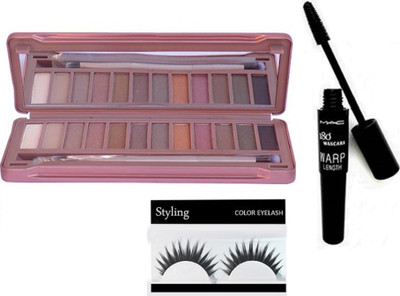 

styling Eyelashes&naked9 Eyeshadow 12 Shades Palette,Mac 180 Warp Length Upward lash Mascara(Set of 3)