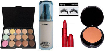 

styling Eyelashes & Mac Makeup 15 Shades Concealer Palette & Giamgattista valli Matte All Fired Up Lipstick & Mac Matchmaster Foundation SPF 15 & Mac Powder Plus Foundation compact 40g(Set of 5)