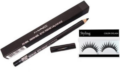 styling Eyelashes&Mac Pencil Crayon Khol Kajal 1.5 g (Black)(Set of 2)