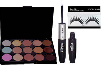 

Studio Fix Combo Eyelashes&Color Bar 2in1 Mascara & Eyeliner,Mac15 Shade Concealer Palette(Set of 3)
