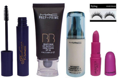 

styling Eyelashes & Mac Padma Liquid Waterproof Mascara &Prep +Prime BB Beauty Balm SPF 35 pa+++Creme Teintee 60ml & mac matchmaster foundation SPF 15, Giambattista valli matte Milan Mode(Set of 5)