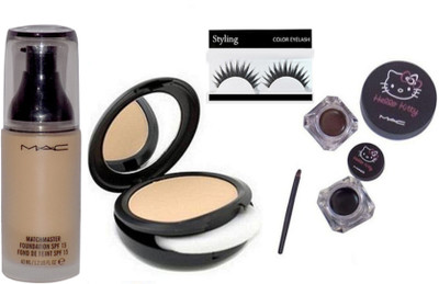 

styling eyelashes & Mac MatchMaster Foundation & hello kItty Gel Eyeliner & Studio Fix Compact(Set of 4)