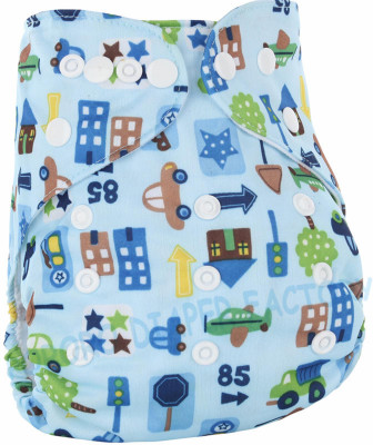 

Ole Baby Printed Cloth Diaper REUSABLE Nappy Organic Fabric Anti Bacterial Washable, Adjustable Reusable Cloth Diaper 0-2 Years Blue - L