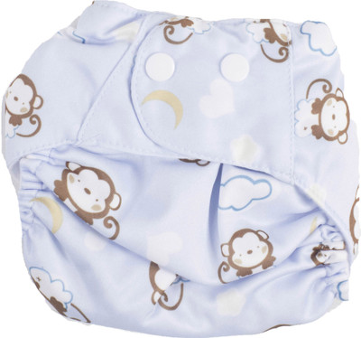 

Ole Baby Printed Cloth Diaper REUSABLE Nappy Organic Fabric Anti Bacterial Washable, Adjustable Reusable Cloth Diaper 0-2 Years Sky Blue - L