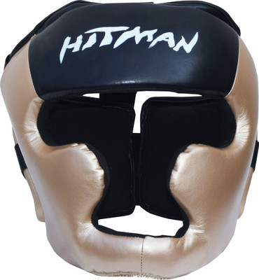 

Hitman Surge Full Face Micro Leather Molded Boxing Head Guard(Black, Black;golden