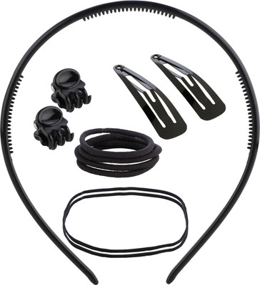 

Franck Provost (France) Hair Accessories Combo Set (10 pcs) Head Band, Hair Claw, Tic Tac Clip, Rubber Band(Black)