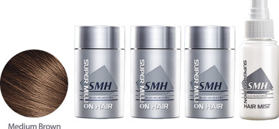 

Super Million Hair Medium Brown Combo (3 Fibers & 1 Mist) Extreme Hold Hair Volumizer Hair Building Fibers(30 g)