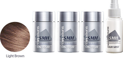 

Super Million Hair Light Brown Combo (3 Fibers & 1 Mist) Extreme Hold Hair Volumizer Hair Building Fibers(30 g)