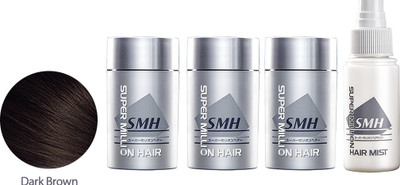 

Super Million Hair Hair Building Fibres 3 x 15 + Hard Mist 1 x 60ml- No.2 Dark Brown Hair Styler
