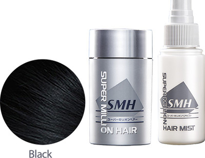 

Super Million Hair Black Set (1 Fibers & 1 Mist) Extreme Hold Hair Volumizer Hair Building Fibers(10 g)