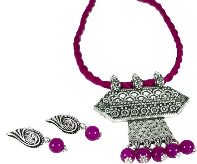 Tandra's Fashion Jewellery Oxidised Silver Pink, Silver Jewellery Set(Pack of 1)