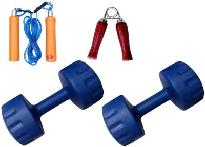 

Woody Pro Pvc Dumbbell 6KG HOME GYM SET 3KG x 2 DUMBBELL BLUE Fixed Weight Dumbbell (6 kg)),1 pcs Rope And 1 Hand Grip Home Gym Kit