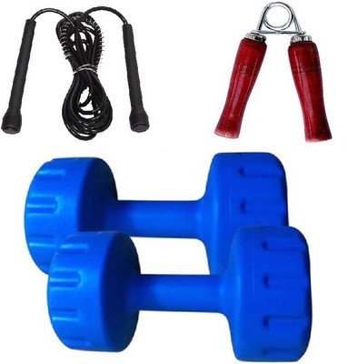 

Woody Pro Pvc Dumbbell 10KG HOME GYM SET 5KG x 2 DUMBBELL BLUE Fixed Weight Dumbbell (10 kg)),1 pcs Rope And 1 Hand Grip Home Gym Kit