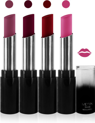 

Medin paris matte long lasting moisturizing lipstick cosmetics makeup collection set of 4 color(purple pink falsa l maroon l pink, 20 g)