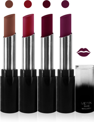 

Medin paris matte long lasting moisturizing lipstick cosmetics makeup collection set of 4 color(purple falsa l purple l brown)