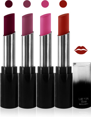 

Medin paris matte long lasting moisturizing lipstick cosmetics makeup collection set of 4 color(falsa puprle pink l pink hot red, 20 g)