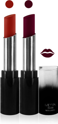

Medin paris matte long lasting moisturizing lipstick cosmetics makeup collection set of 2 color(hot red falsa, 10 g)