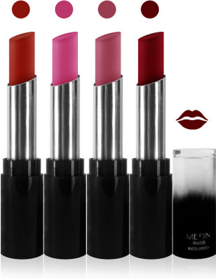 

Medin paris matte long lasting moisturizing lipstick cosmetics makeup collection set of 4 color(l maroon pink brown l pink hot red, 20 g)