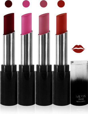 

Medin paris matte long lasting moisturizing lipstick cosmetics makeup collection set of 4 color(maroon l pink pink brown hot red, 20 g)