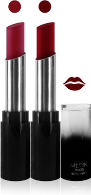 

Medin paris matte long lasting moisturizing lipstick cosmetics makeup collection set of 2 color(l purple l maroon, 10 g)