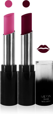 

Medin paris matte long lasting moisturizing lipstick cosmetics makeup collection set of 2 color(l pink falsa)