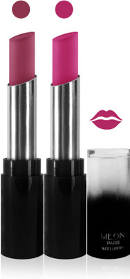 

Medin paris matte long lasting moisturizing lipstick cosmetics makeup collection set of 2 color(blue pink pink, 10 g)