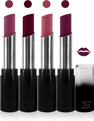 

Medin paris matte long lasting moisturizing lipstick cosmetics makeup collection set of 4 color(purple pink falsa pink brown puprle)