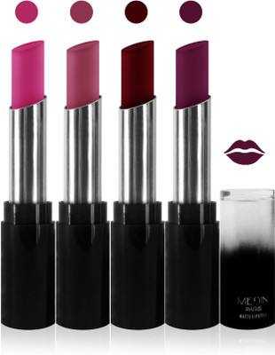 

Medin paris matte long lasting moisturizing lipstick cosmetics makeup collection set of 4 color(purple maroon blue pink pink, 20 g)