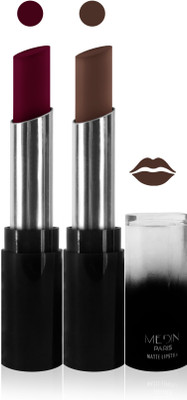 

Medin paris matte long lasting moisturizing lipstick cosmetics makeup collection set of 2 color(falsa black brown, 10 g)