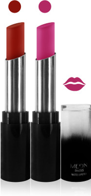 

Medin paris matte long lasting moisturizing lipstick cosmetics makeup collection set of 2 color(hot red pink)