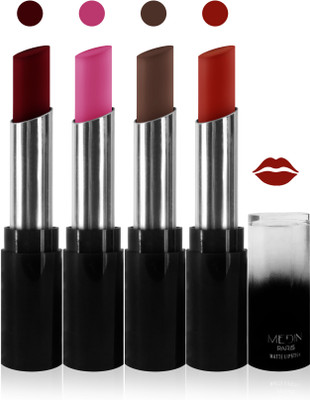 

Medin paris matte long lasting moisturizing lipstick cosmetics makeup collection set of 4 color(maroon l pink black brown hot red, 20 g)