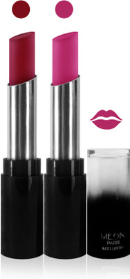 

Medin paris matte long lasting moisturizing lipstick cosmetics makeup collection set of 2 color(l purple pink, 10 g)