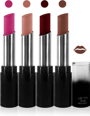 

Medin paris matte long lasting moisturizing lipstick cosmetics makeup collection set of 4 color(pink skin brown maroon l brown, 20 g)