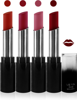 

Medin paris matte long lasting moisturizing lipstick cosmetics makeup collection set of 4 color(l maroon pink brown l purple hot red, 20 g)